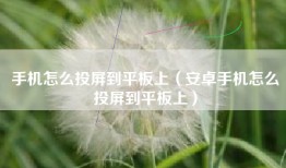 手机怎么投屏到平板上（安卓手机怎么投屏到平板上）