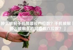 肿么破解手机屏幕锁六位数？手机破解「肿么破解手机屏幕锁六位数？」