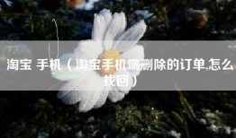 淘宝 手机（淘宝手机端删除的订单,怎么找回）